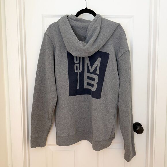 Men Patagonia Logo Graphic Print Relaxed Fit Hoodie in Medium Gray Size Large - Picture 2 of 8